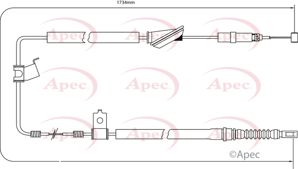 Apec Handbrake Cable Rear Right CAB1208 [PM1801106]