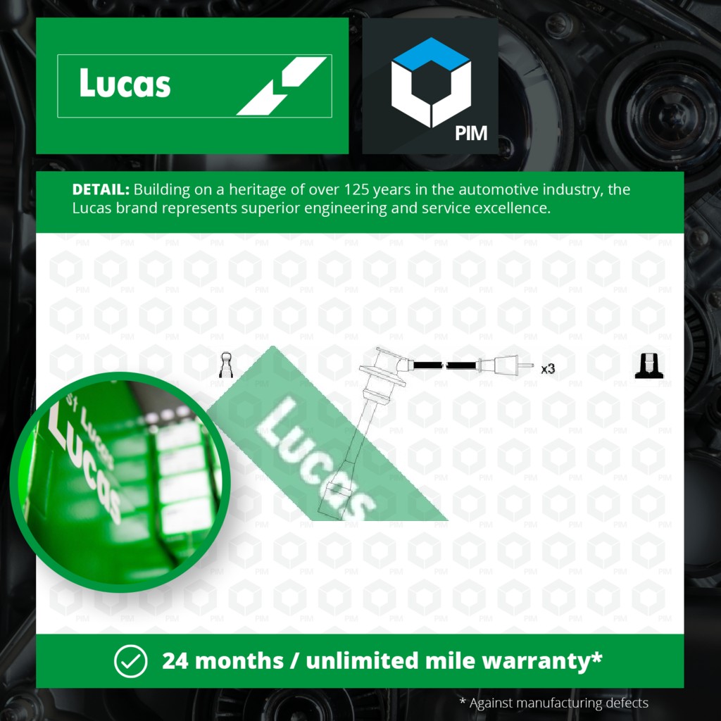 Lucas HT Leads Ignition Cables Set LUC7376 [PM1795587]