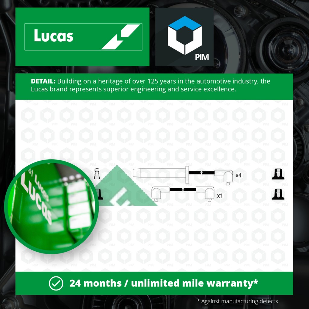 Lucas HT Leads Ignition Cables Set LUC4363 [PM1794938]