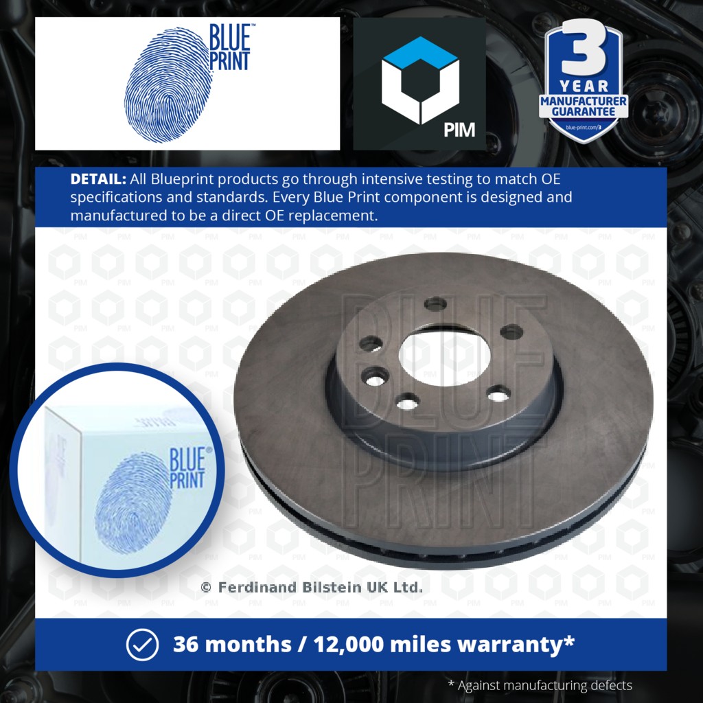 Blue Print 2x Brake Discs Pair Vented Front ADV1843130 [PM1772501]