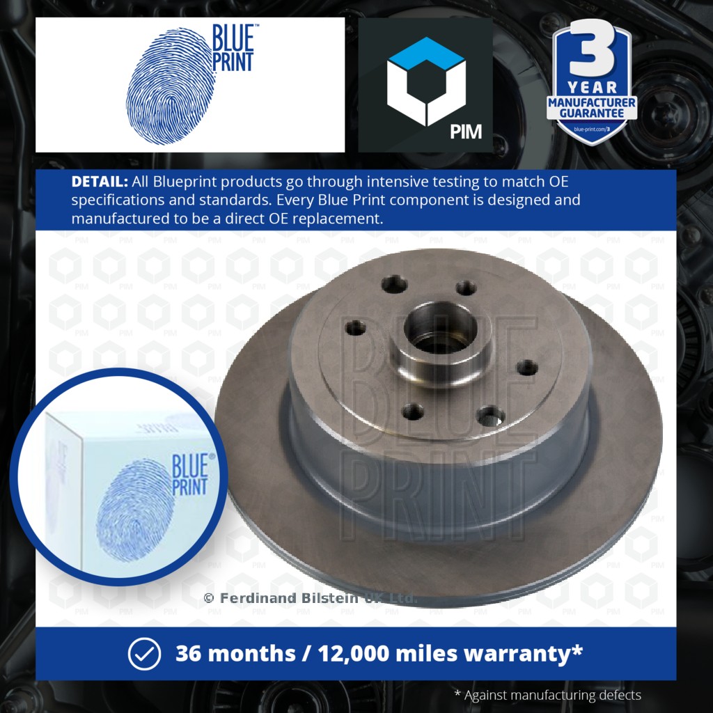 Blue Print 2x Brake Discs Pair Solid Rear ADBP430004 [PM1772129]