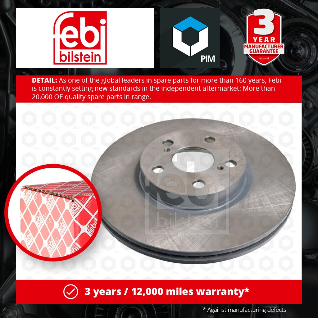 Febi 2x Brake Discs Pair Vented Front 108515 [PM1766866]