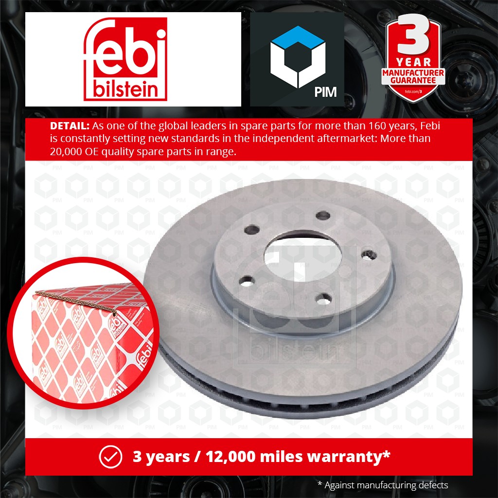 Febi 2x Brake Discs Pair Vented Front 108402 [PM1766755]