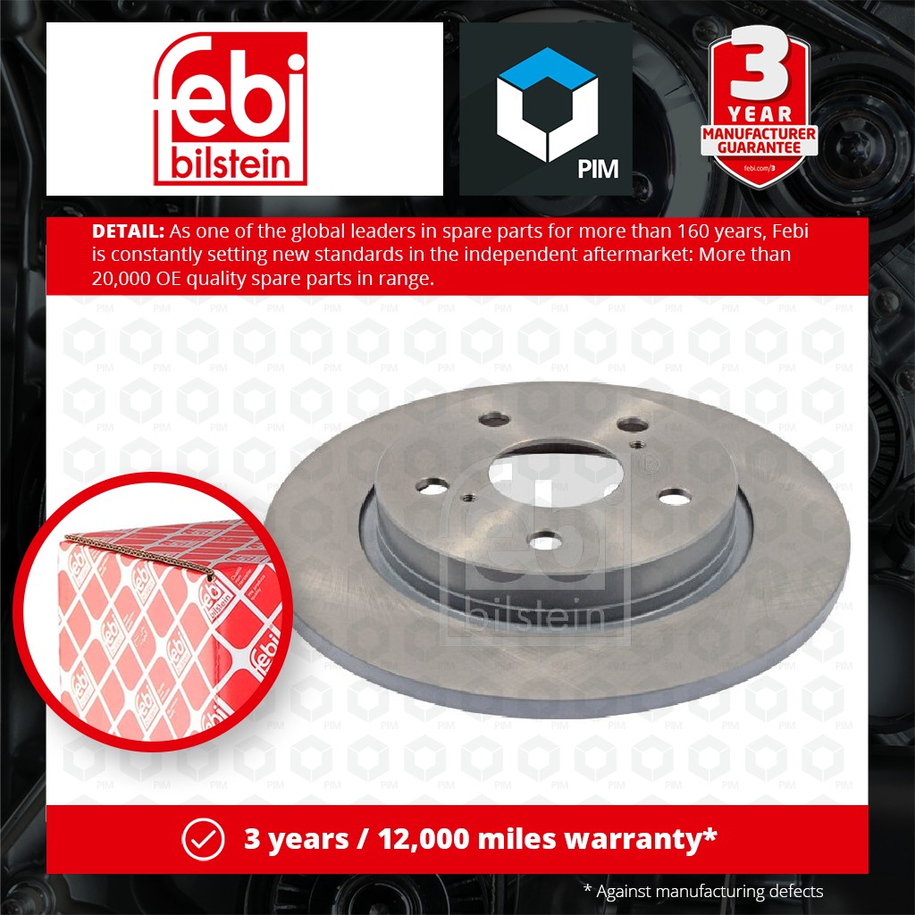 Febi 2x Brake Discs Pair Solid Rear 108382 [PM1766735]