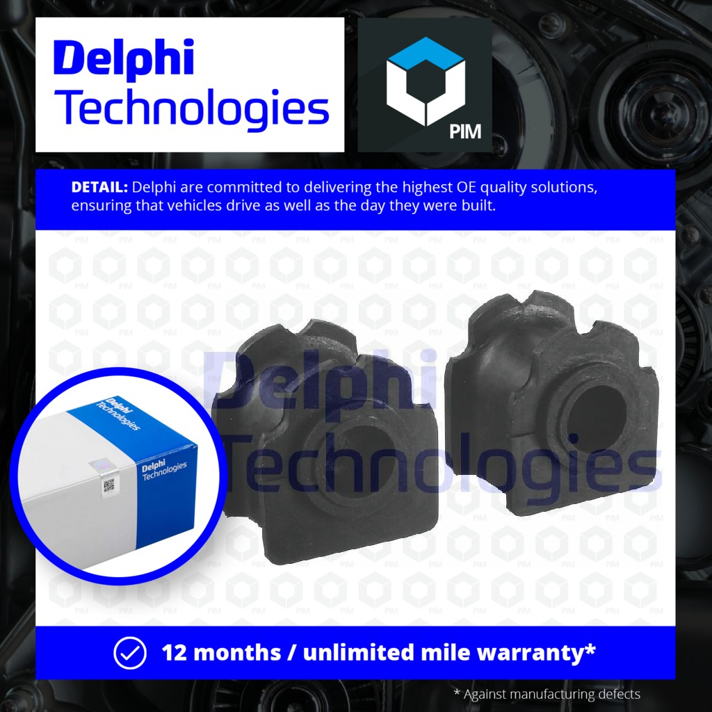 Delphi 2x Anti Roll Bar Bush (pair) Rear Lower TD996W [PM1762872]