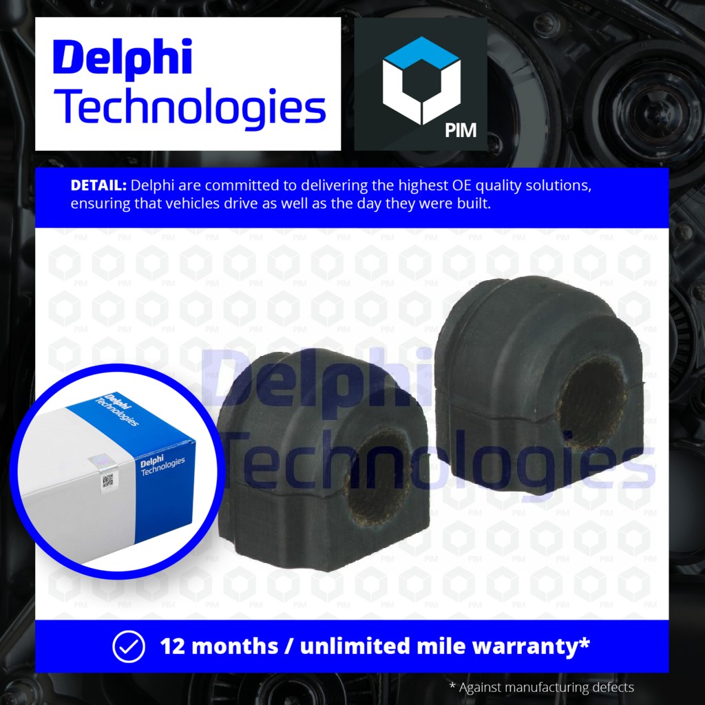 Delphi 2x Anti Roll Bar Bush (pair) Rear Lower TD1455W [PM1762455]