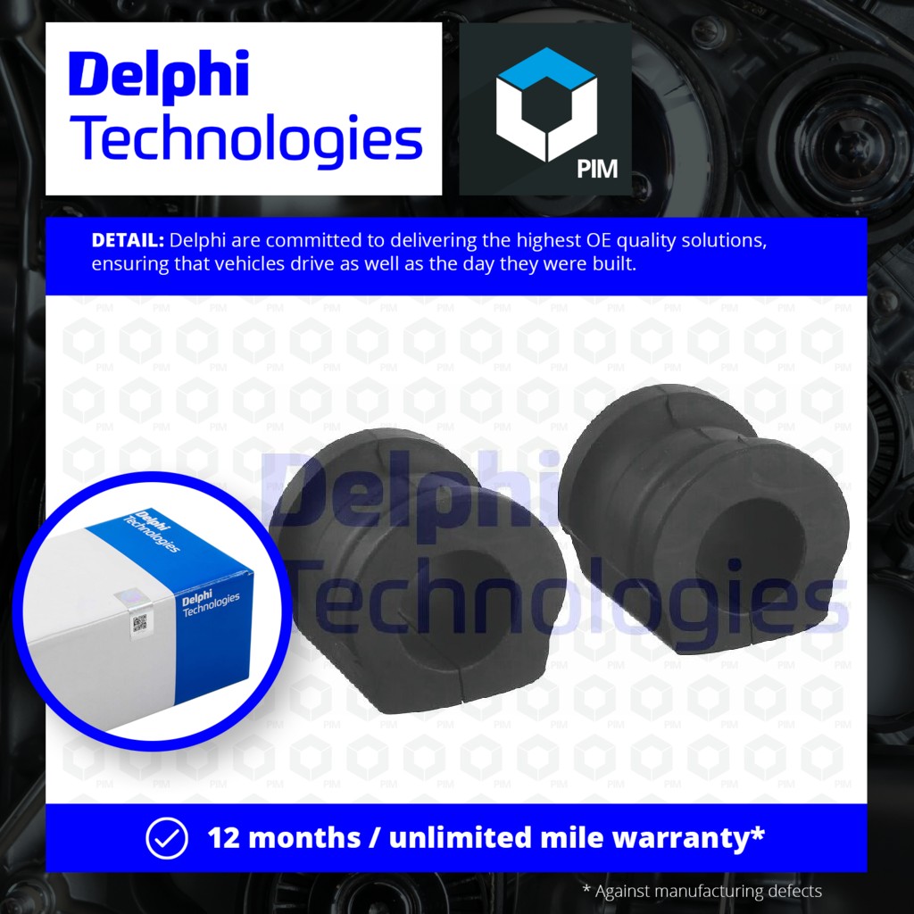 Delphi 2x Anti Roll Bar Bush (pair) Front Lower TD1051W [PM1762259]