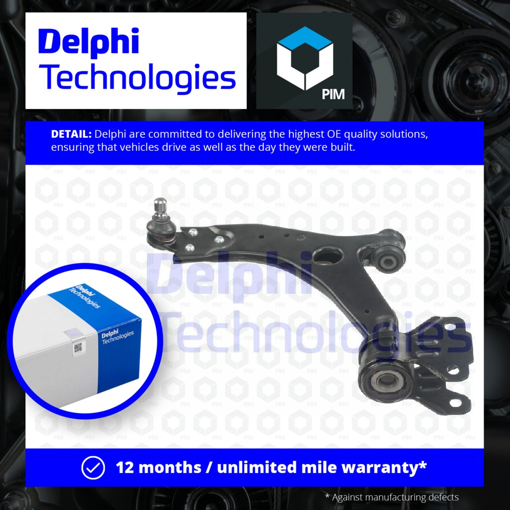 Delphi Wishbone / Suspension Arm Front Lower, Left, Outer TC3406 [PM1761796]