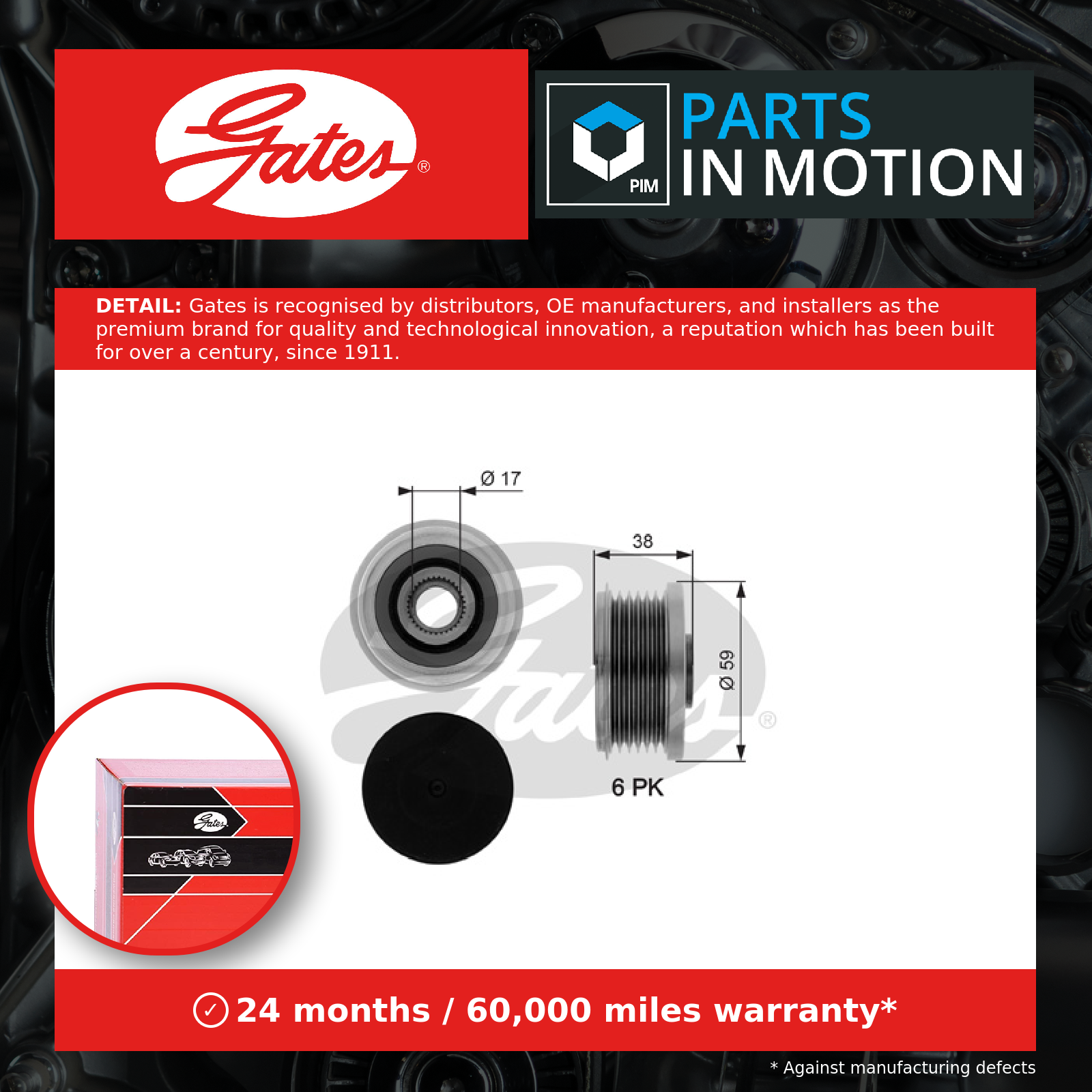 Gates Overrunning Alternator Pulley OAP7282 [PM1734886]