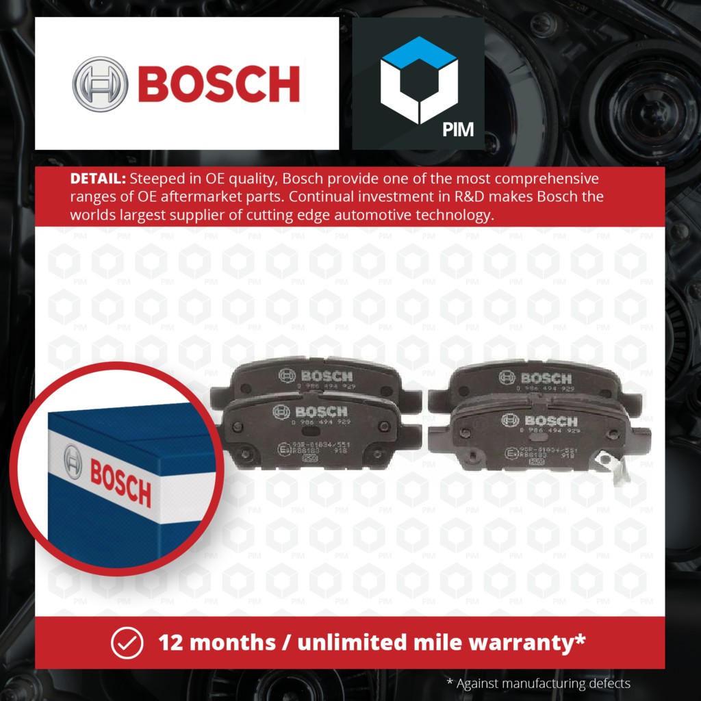 Bosch Brake Pads Set Rear 0986494929 [PM1732853]