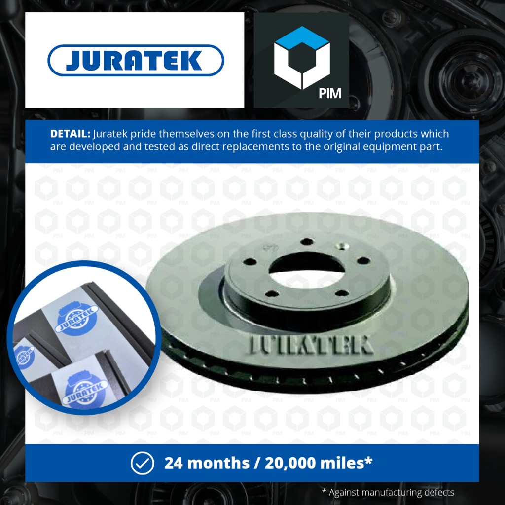 Juratek 2x Brake Discs Pair Vented Front VAU110 [PM1729874]