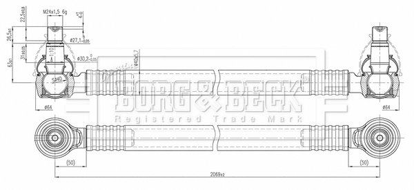 Borg & Beck BTR33220 CV Steering Rod Assembly