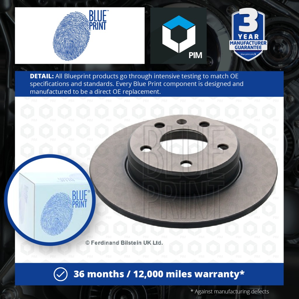 Blue Print 2x Brake Discs Pair Solid Rear ADW194343 [PM1724648]