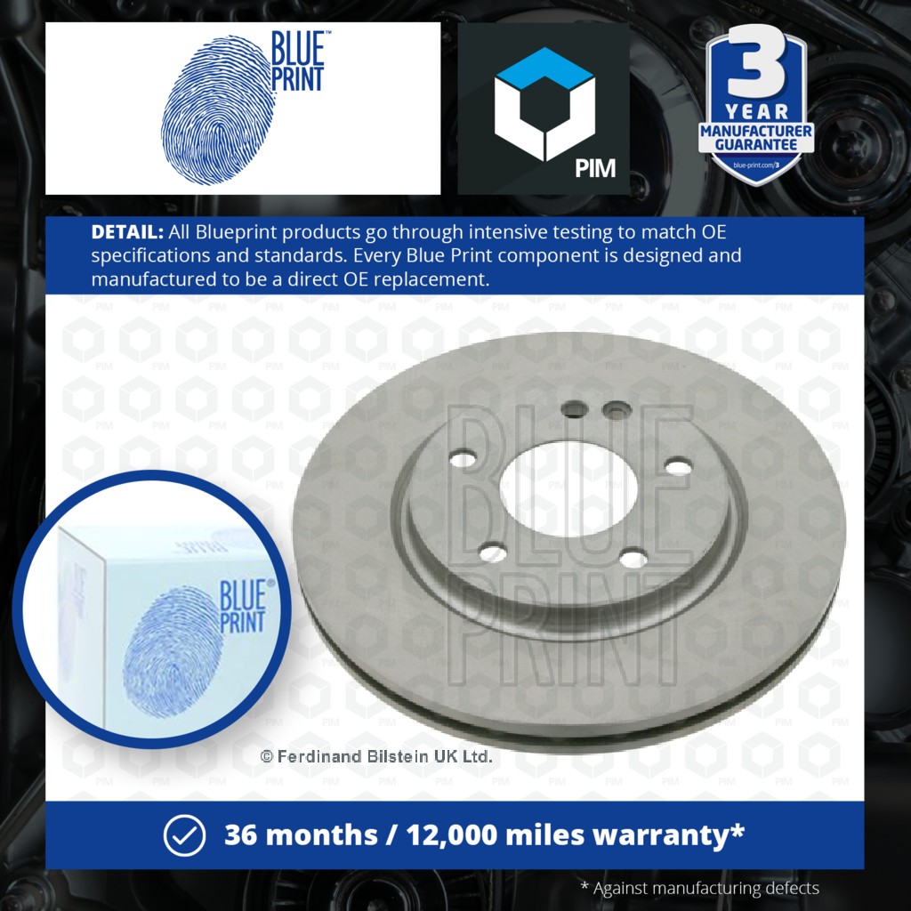 Blue Print 2x Brake Discs Pair Vented Front ADU1743109 [PM1724547]