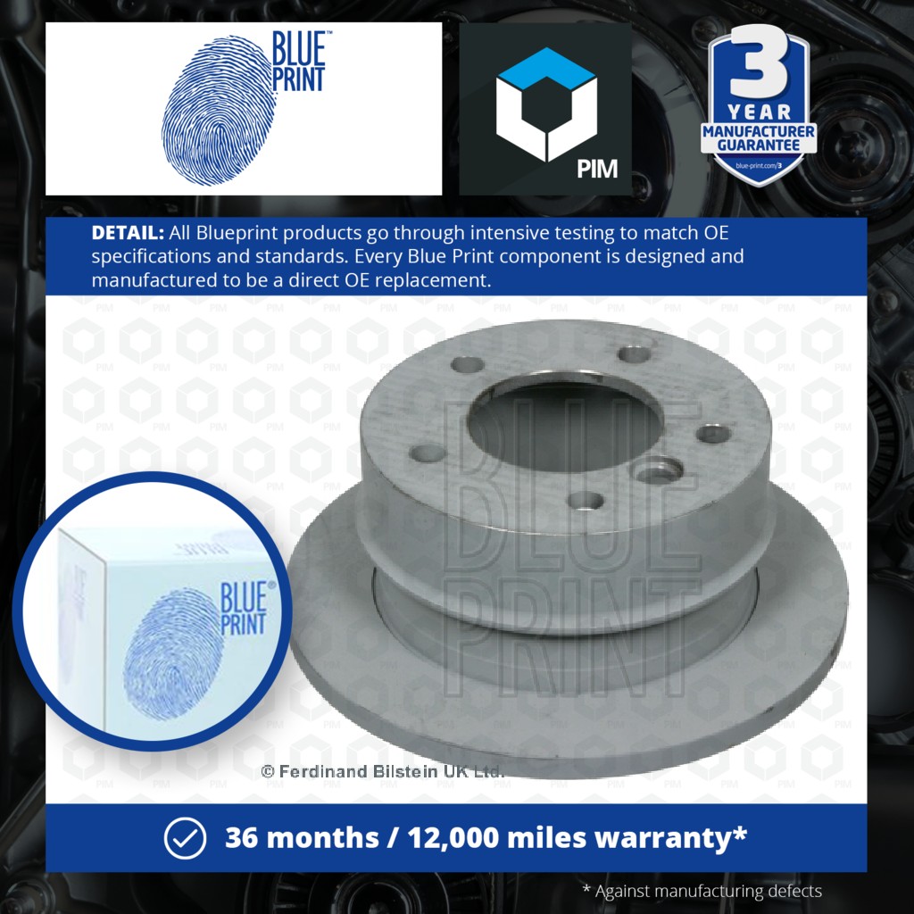 Blue Print 2x Brake Discs Pair Solid Rear ADU1743107 [PM1724545]