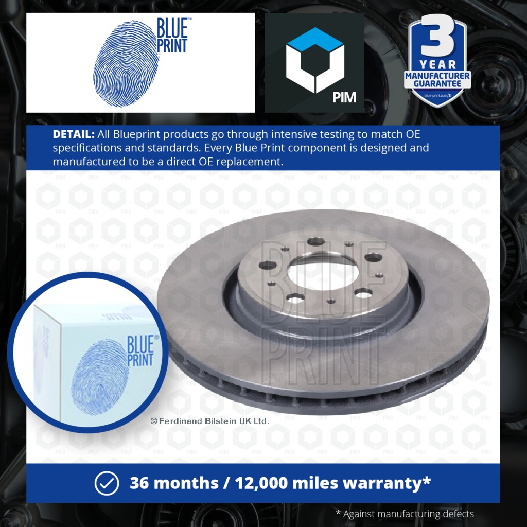 Blue Print 2x Brake Discs Pair Vented Front ADF124370 [PM1724317]
