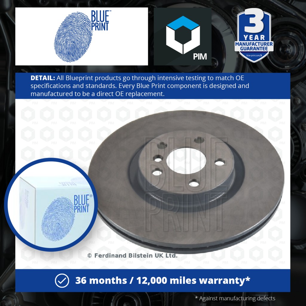 Blue Print 2x Brake Discs Pair Vented Front ADB1143115 [PM1724287]