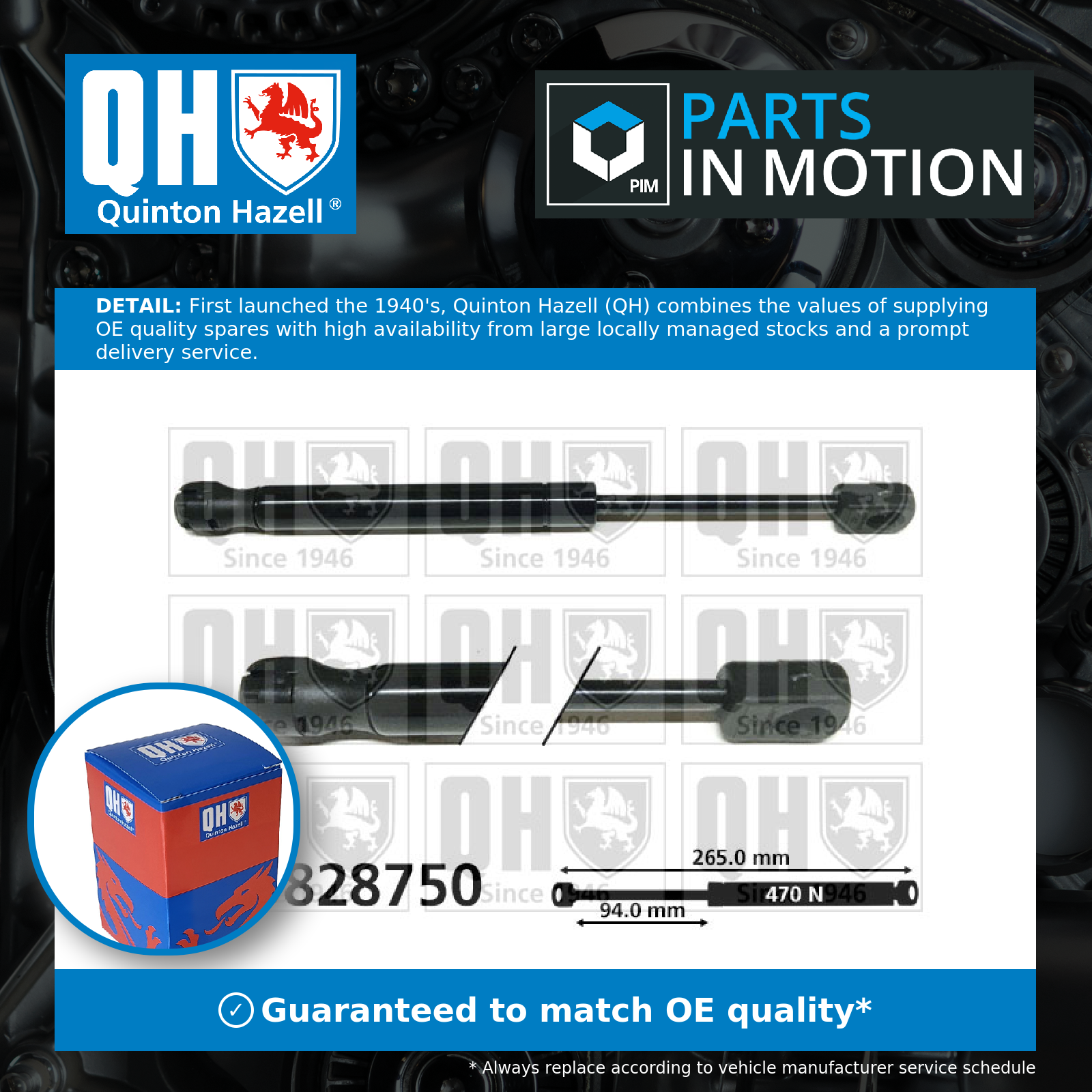 Quinton Hazell Boot Gas Strut QTS828750 [PM1719643]