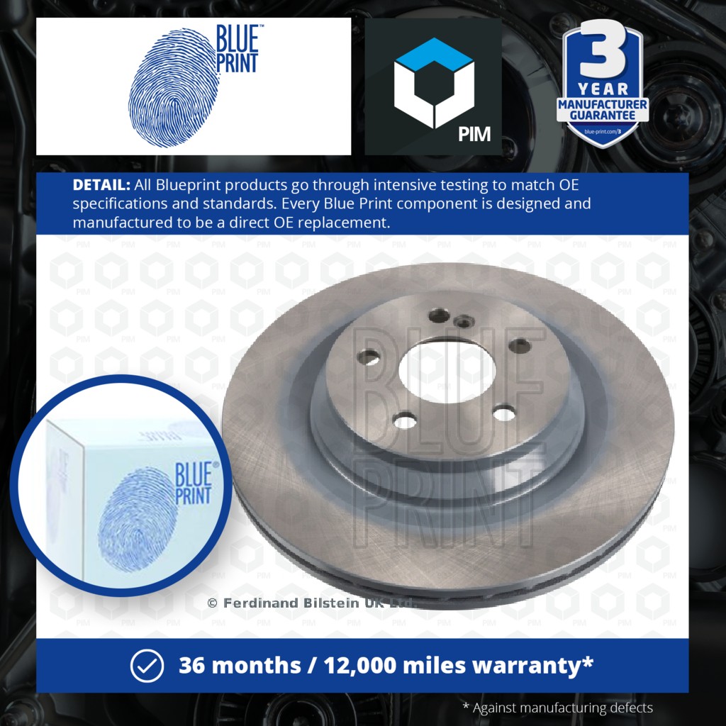 Blue Print 2x Brake Discs Pair Vented Rear ADU174380 [PM1670929]