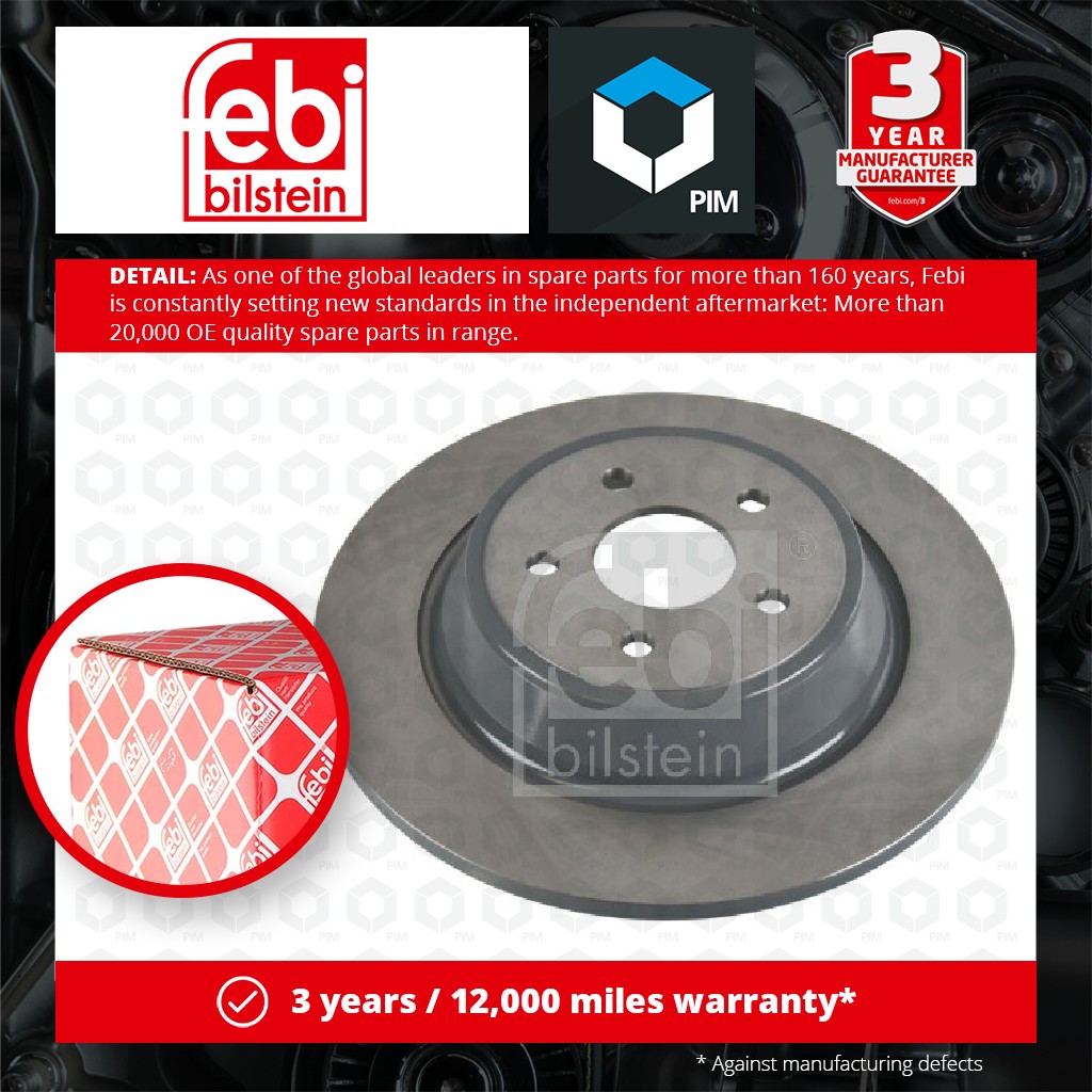 Febi 2x Brake Discs Pair Solid Rear 107729 [PM1650931]