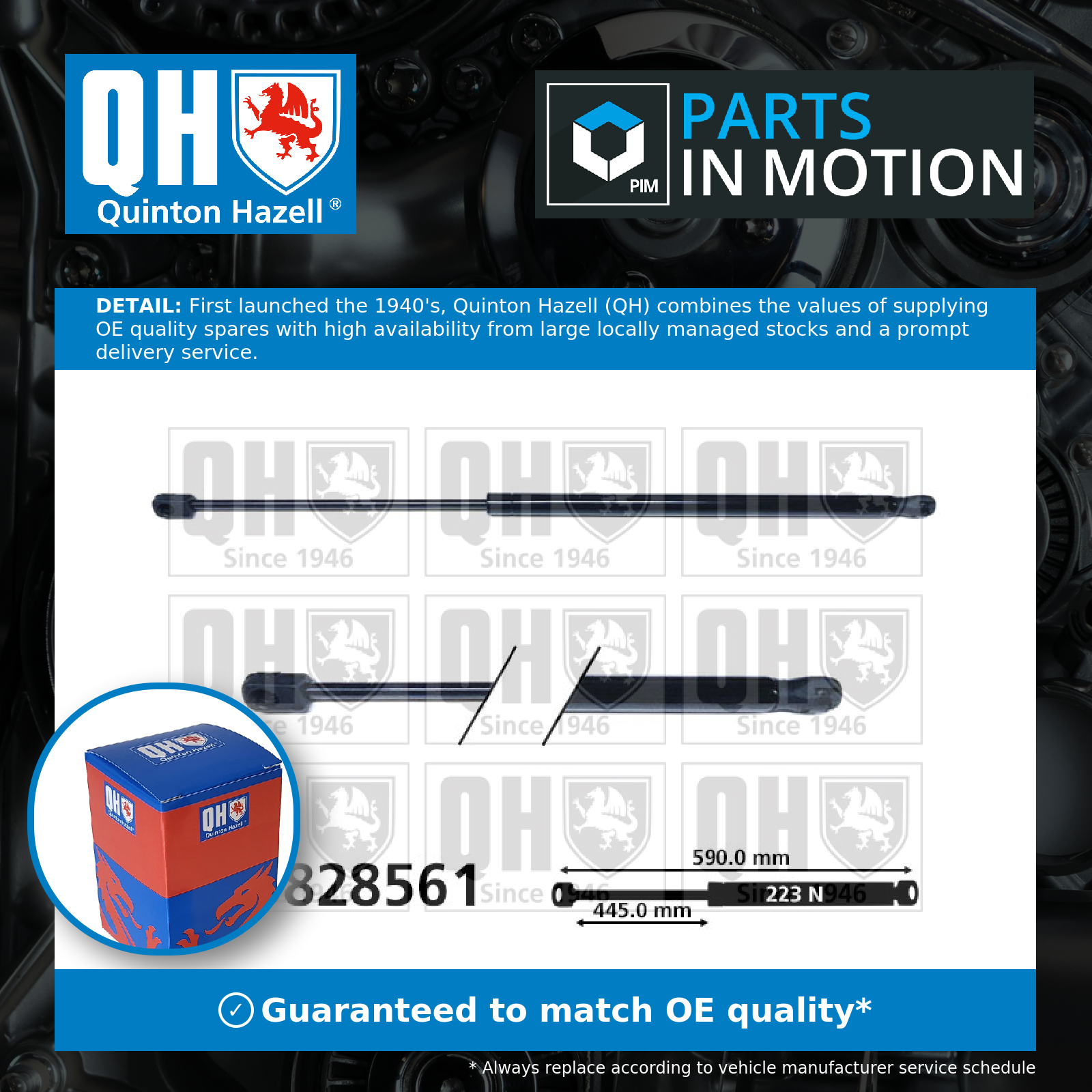 Quinton Hazell Boot Gas Strut QTS828561 [PM1648737]