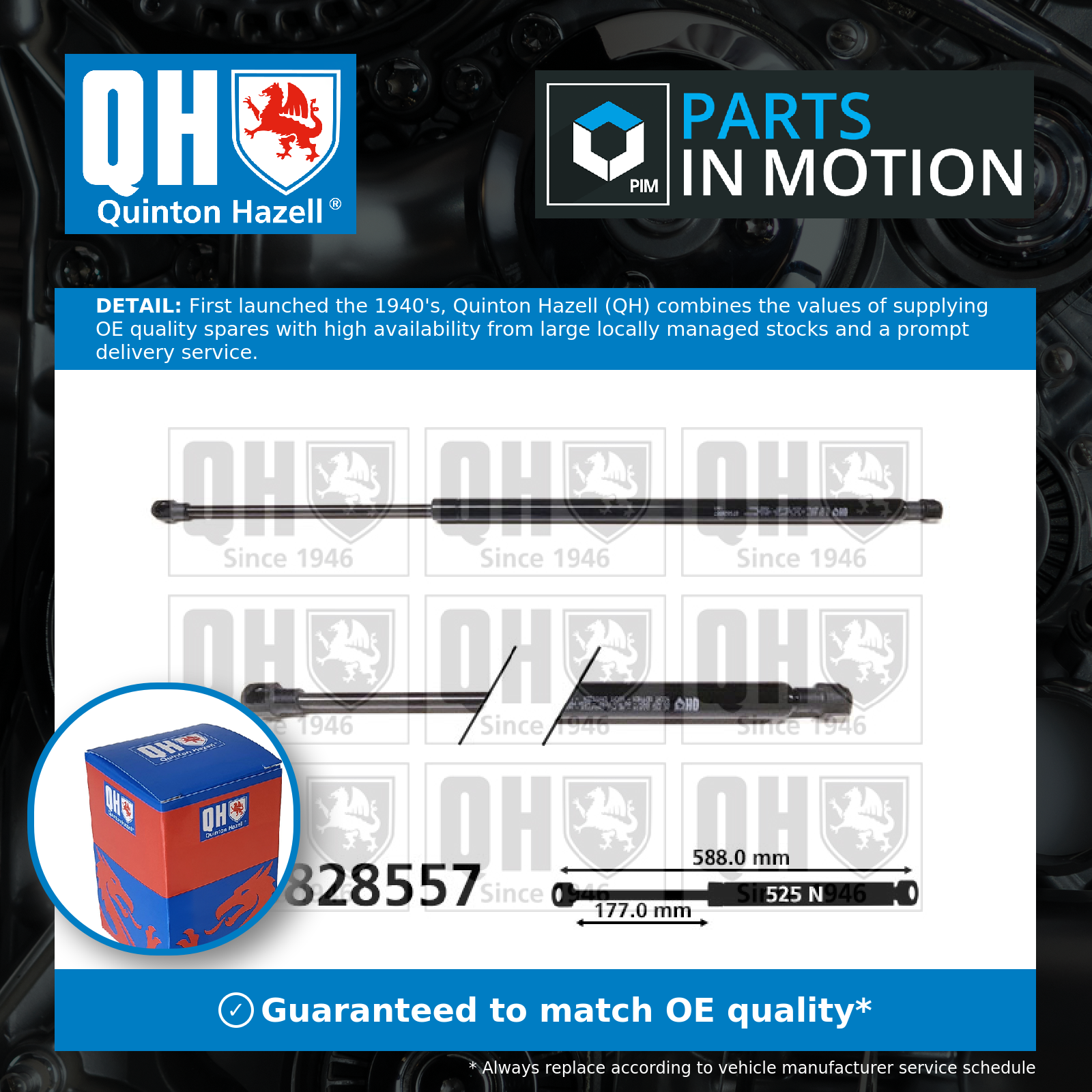 Quinton Hazell Boot Gas Strut QTS828557 [PM1648733]