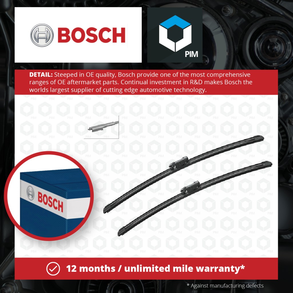 Bosch 2x Wiper Blades (Pair) Flat / Aero type Front A531S 3397014531 [PM1644844]