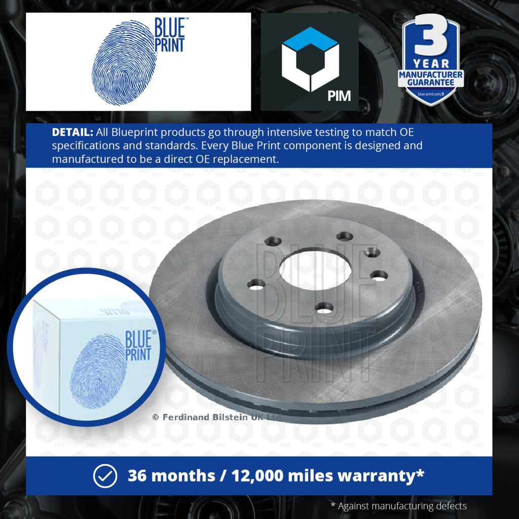 Blue Print 2x Brake Discs Pair Vented Rear ADW194336 [PM1608068]