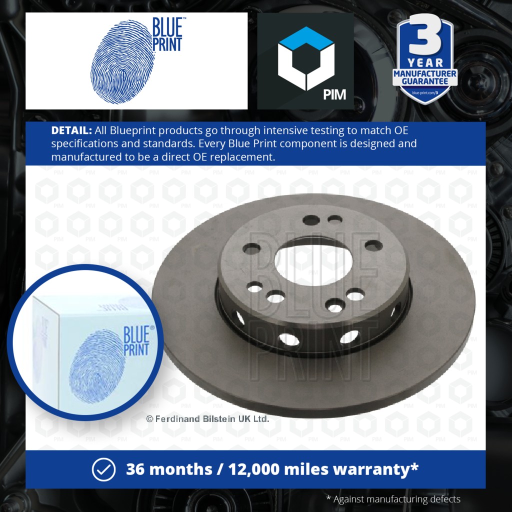 Blue Print 2x Brake Discs Pair Solid Front ADU174376 [PM1608055]