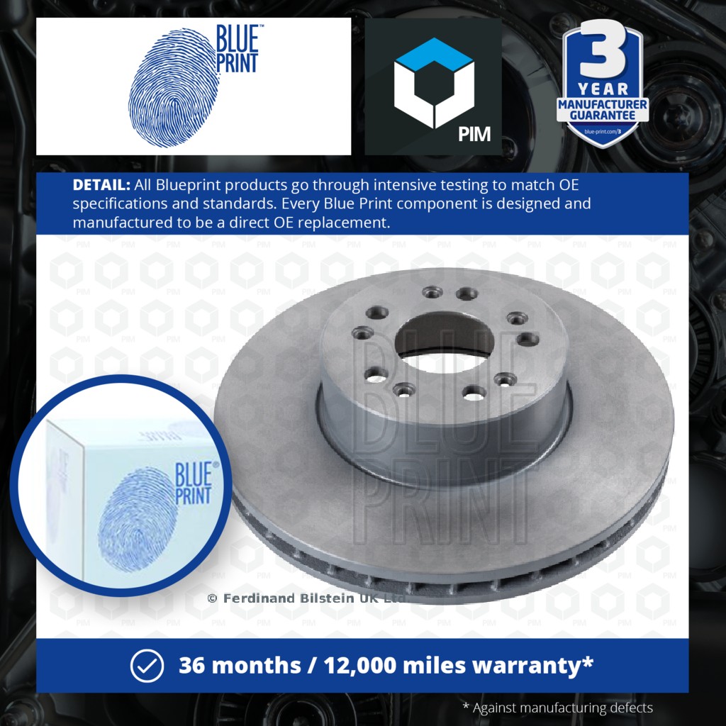 Blue Print 2x Brake Discs Pair Vented Front ADU174375 [PM1608054]