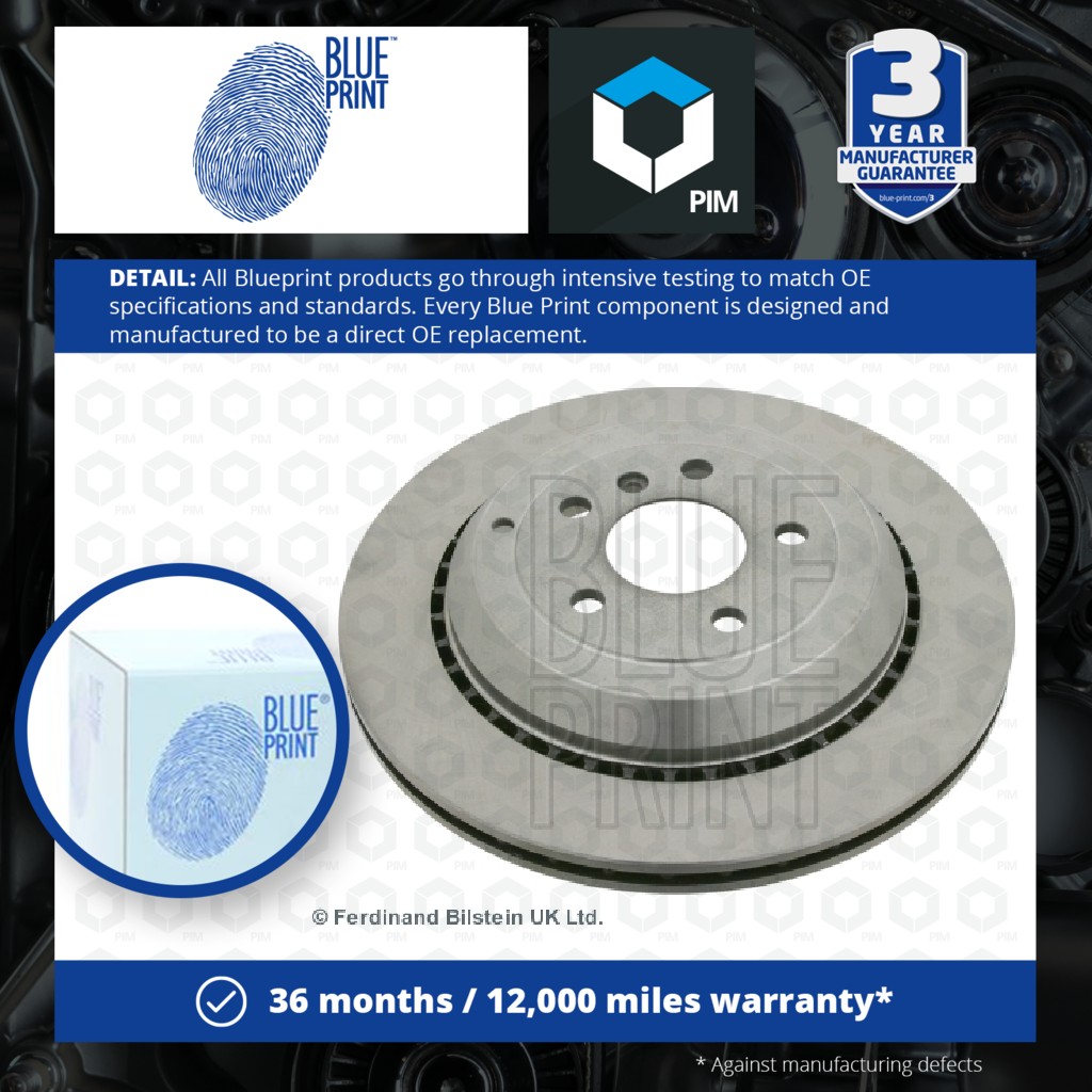 Blue Print 2x Brake Discs Pair Vented Rear ADU174373 [PM1608052]