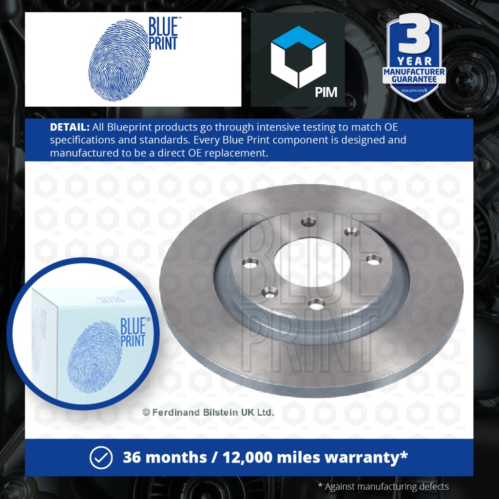 Blue Print 2x Brake Discs Pair Solid Front ADP154353 [PM1608032]