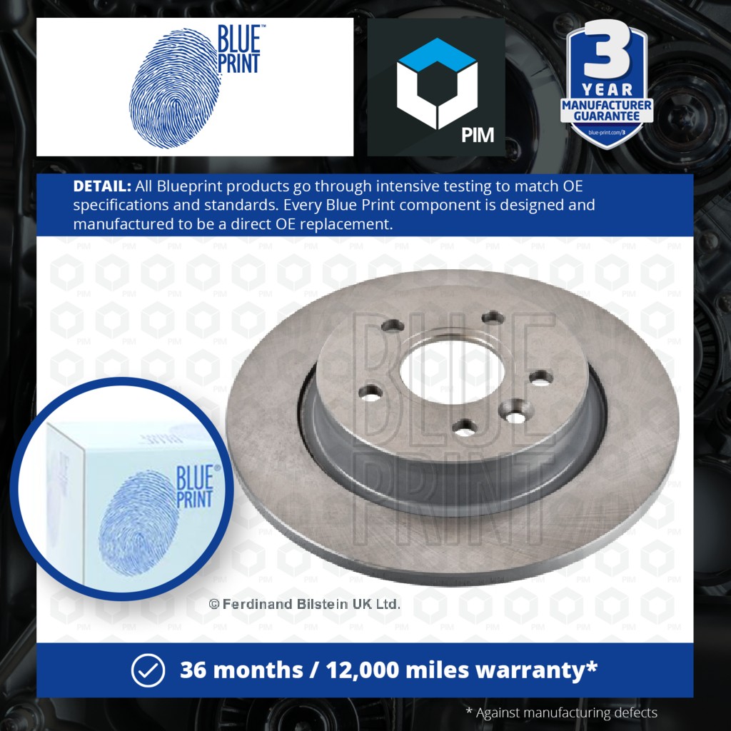 Blue Print 2x Brake Discs Pair Solid Rear ADF124360 [PM1608002]