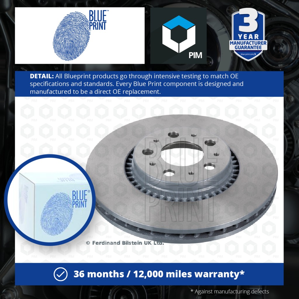 Blue Print 2x Brake Discs Pair Vented Front ADF124358 [PM1608000]