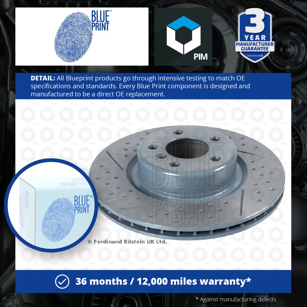 Blue Print 2x Brake Discs Pair Vented Rear ADB114378 [PM1607979]