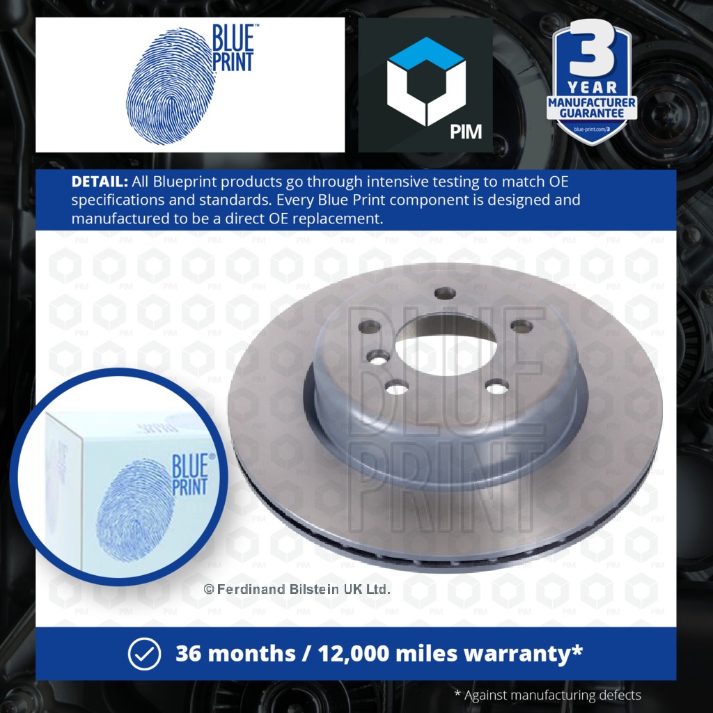 Blue Print 2x Brake Discs Pair Vented Rear ADB114366 [PM1607968]