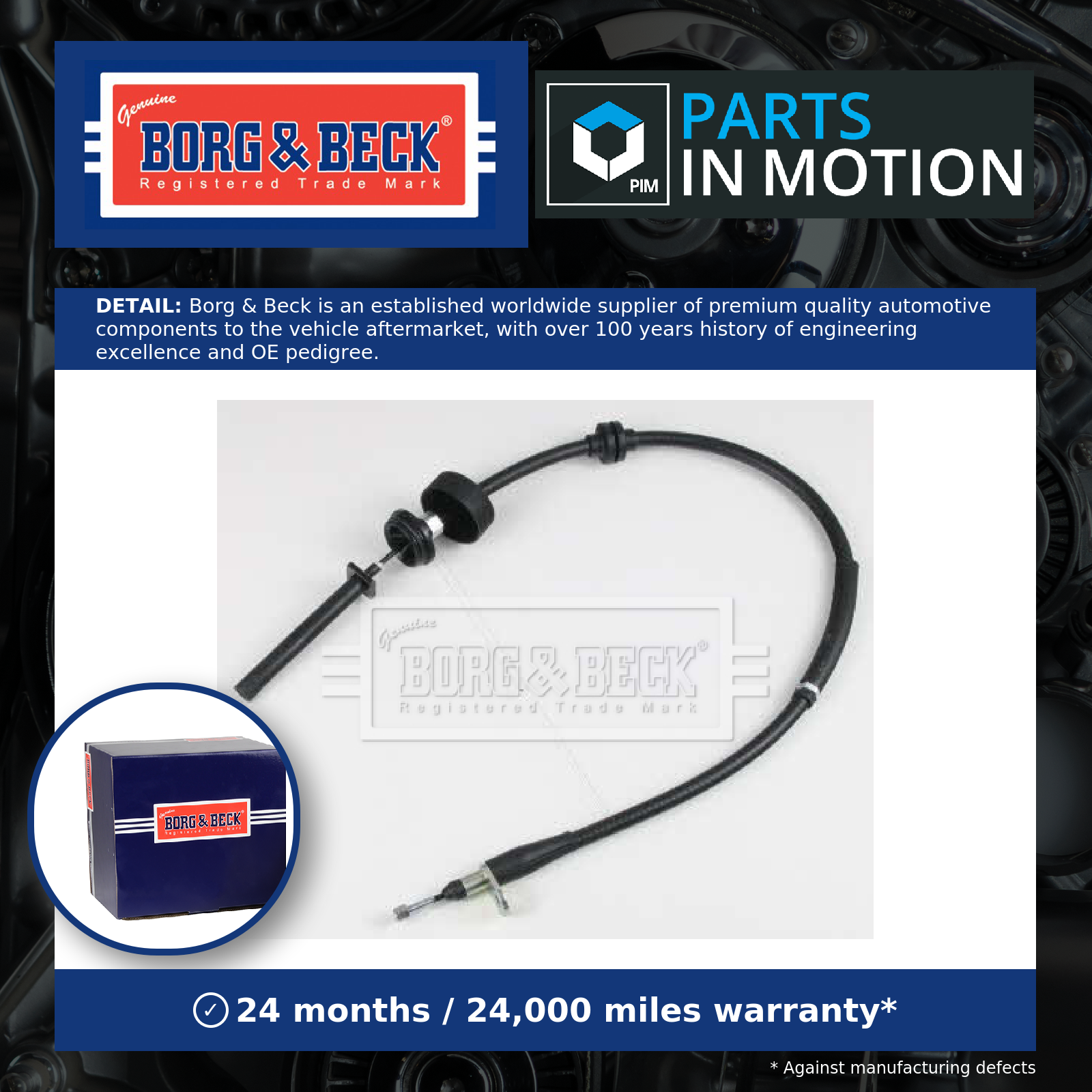 Borg & Beck Handbrake Cable Rear Right BKB6015 [PM1603423]