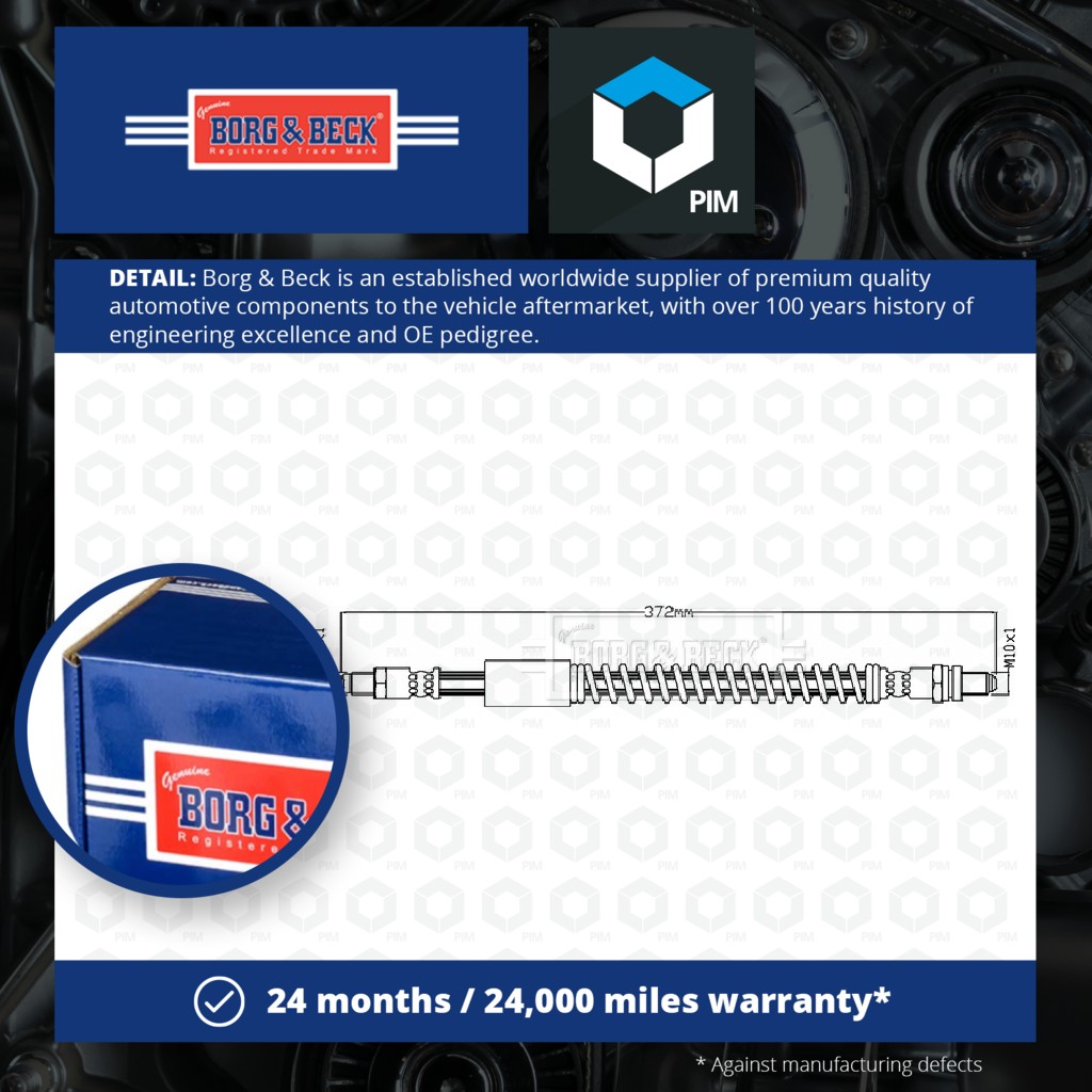 Borg & Beck Brake Hose Rear Left or Right BBH8704 [PM1583214]