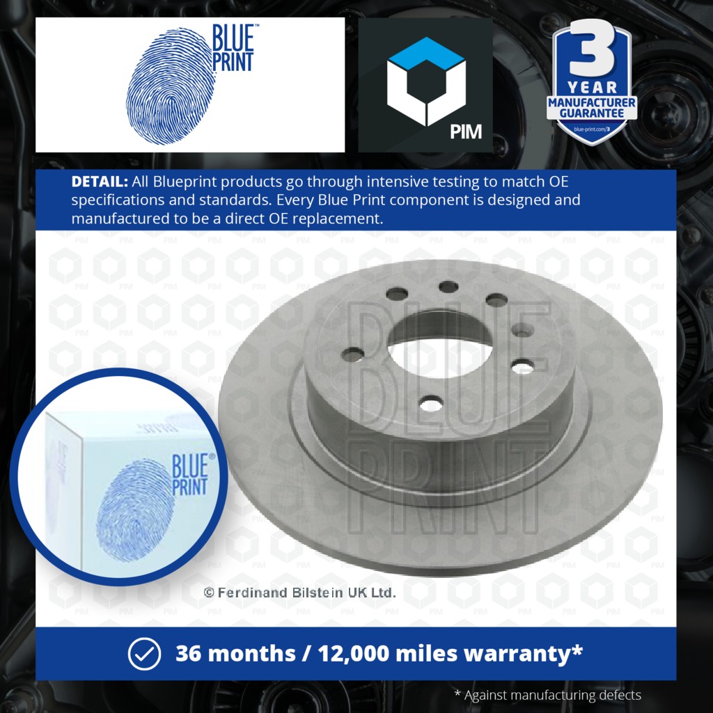 Blue Print 2x Brake Discs Pair Solid Rear ADW194325 [PM1581970]