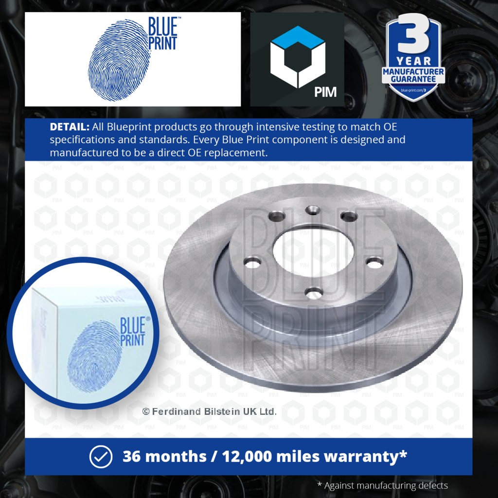 Blue Print 2x Brake Discs Pair Solid Rear ADW194321 [PM1581966]