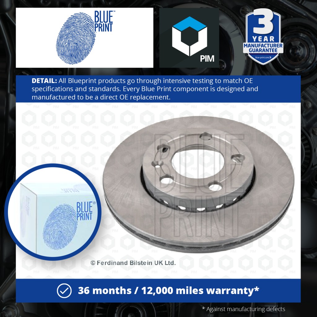 Blue Print 2x Brake Discs Pair Vented Front ADV184376 [PM1581796]