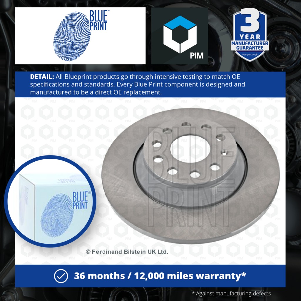 Blue Print 2x Brake Discs Pair Solid Rear ADV184375 [PM1581795]