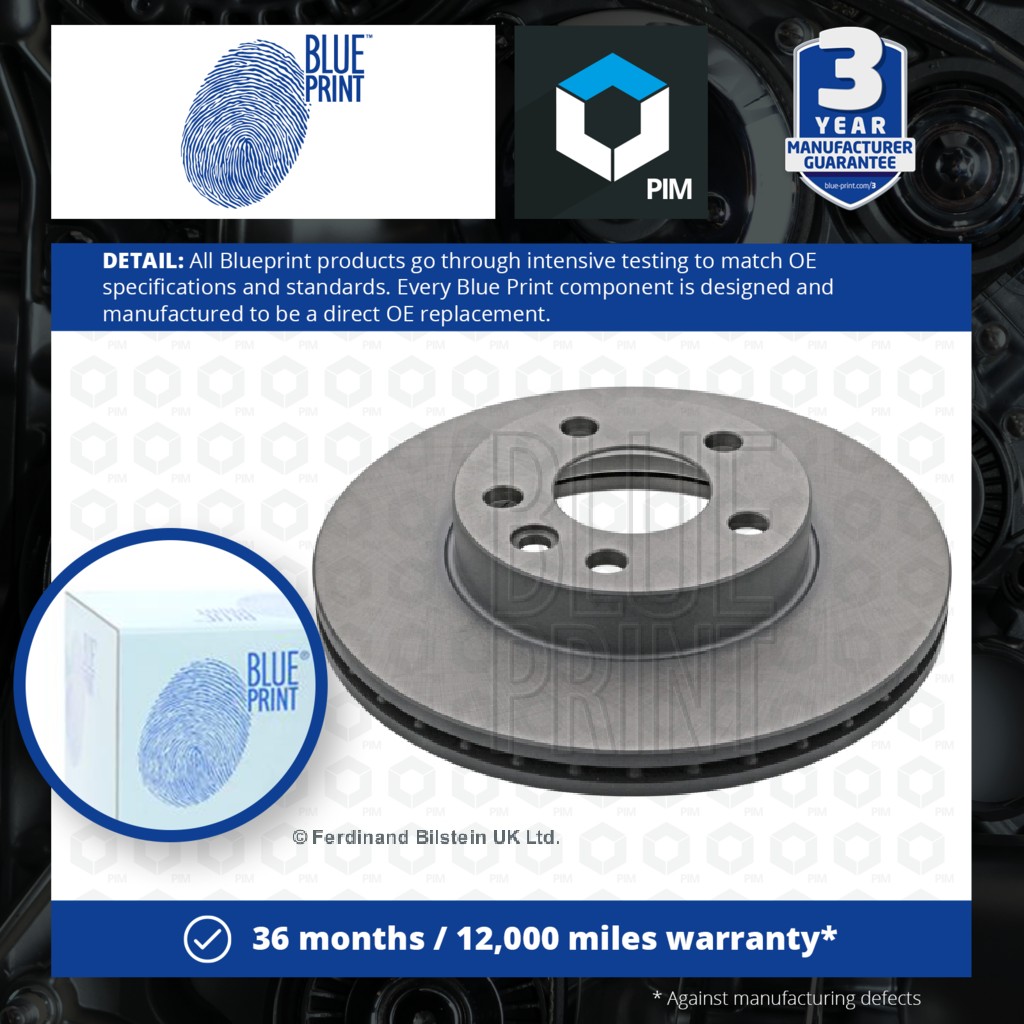 Blue Print 2x Brake Discs Pair Vented Front ADV184361 [PM1581781]