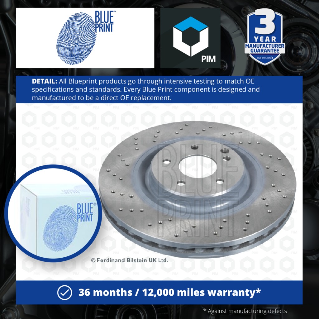 Blue Print 2x Brake Discs Pair Vented Front ADU174355 [PM1581488]