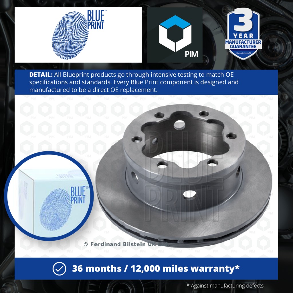 Blue Print 2x Brake Discs Pair Vented Rear ADU174352 [PM1581485]