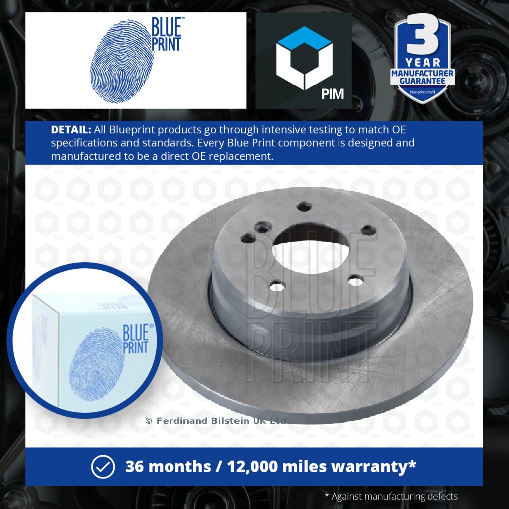 Blue Print 2x Brake Discs Pair Solid Rear ADU174337 [PM1581470]