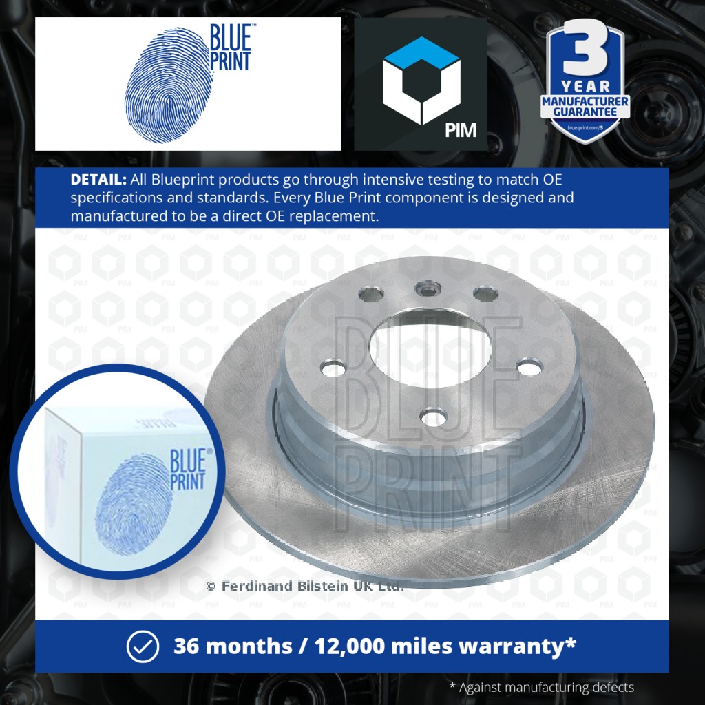 Blue Print 2x Brake Discs Pair Solid Rear ADU174327 [PM1581460]