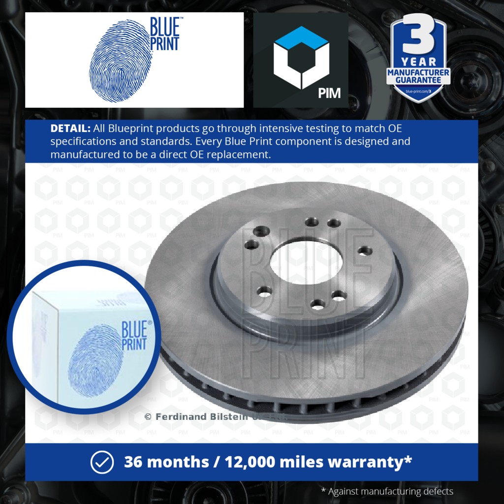 Blue Print 2x Brake Discs Pair Vented Front ADU174323 [PM1581456]