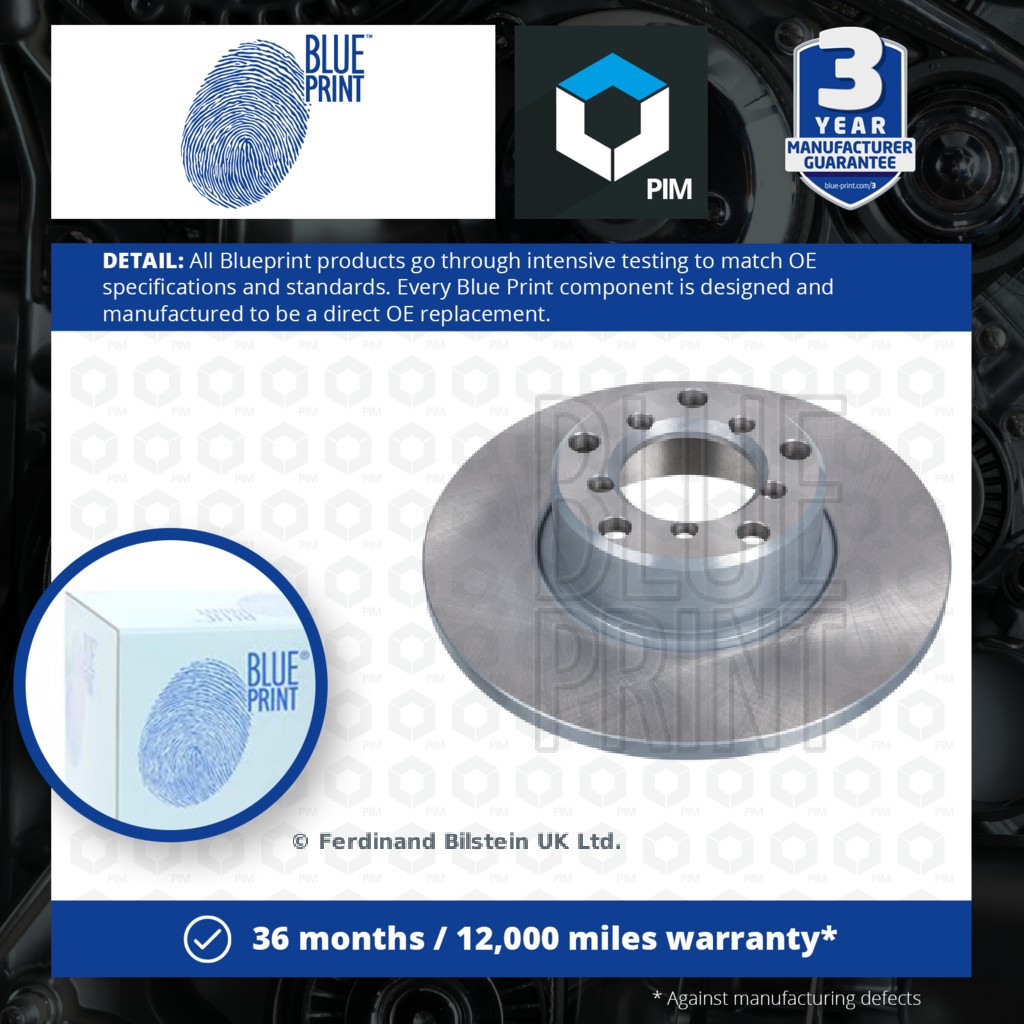 Blue Print 2x Brake Discs Pair Solid Front ADU174320 [PM1581453]