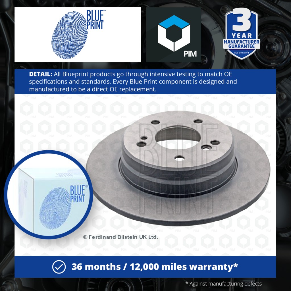 Blue Print 2x Brake Discs Pair Solid Rear ADU174319 [PM1581452]